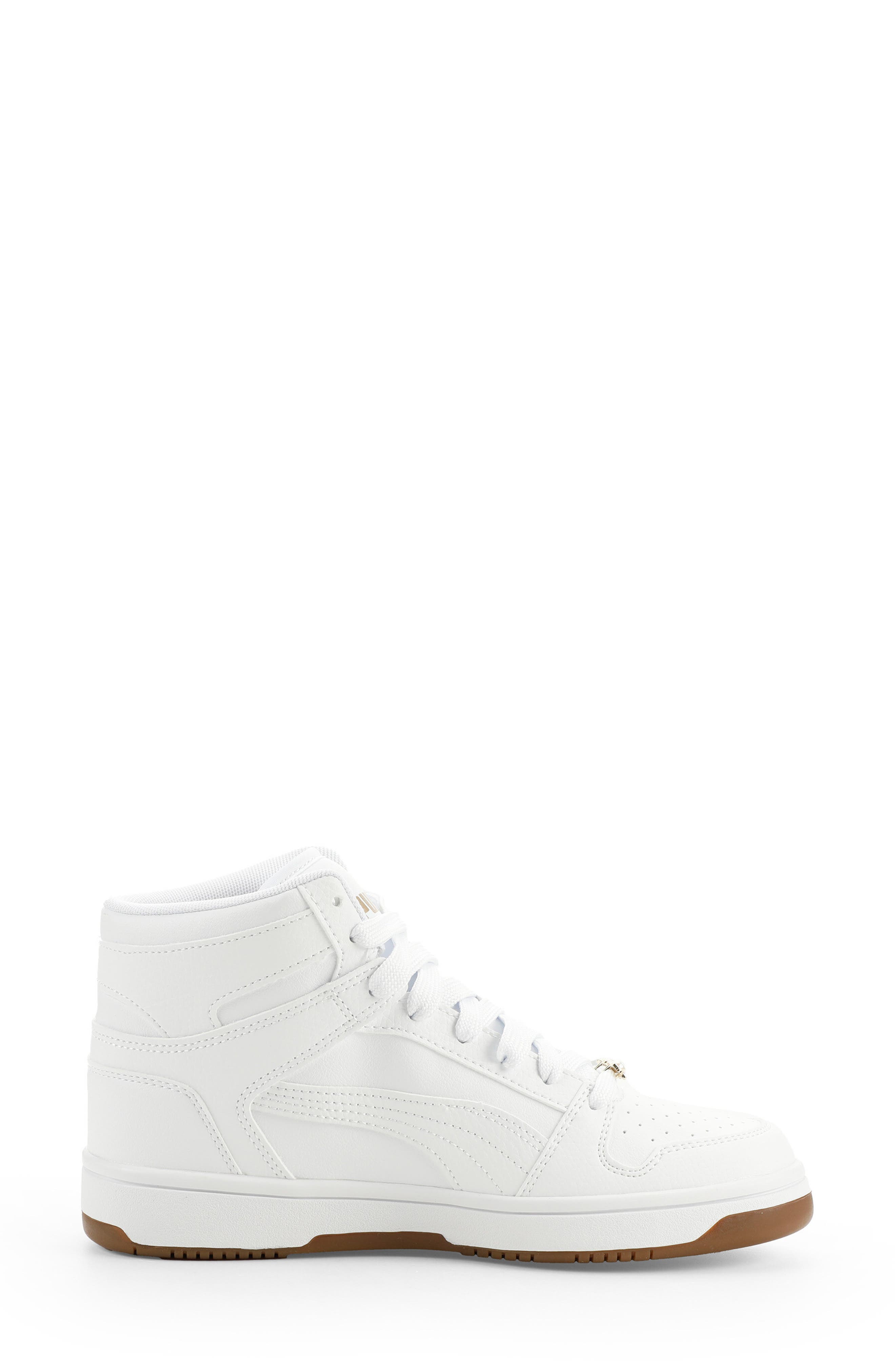PUMA Rebound Layup Bling High Top Sneaker, Alternate, color, Puma White-Puma White- Gold