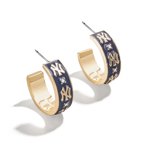 x BaubleBar New York Yankees Enamel Hoop Earrings