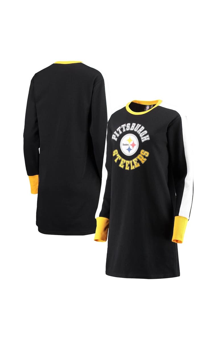 G-III 4HER BY CARL BANKS Women's G-III 4Her by Carl Banks Black Pittsburgh Steelers Hurry Up Offense T-Shirt Dress, Main, color, 