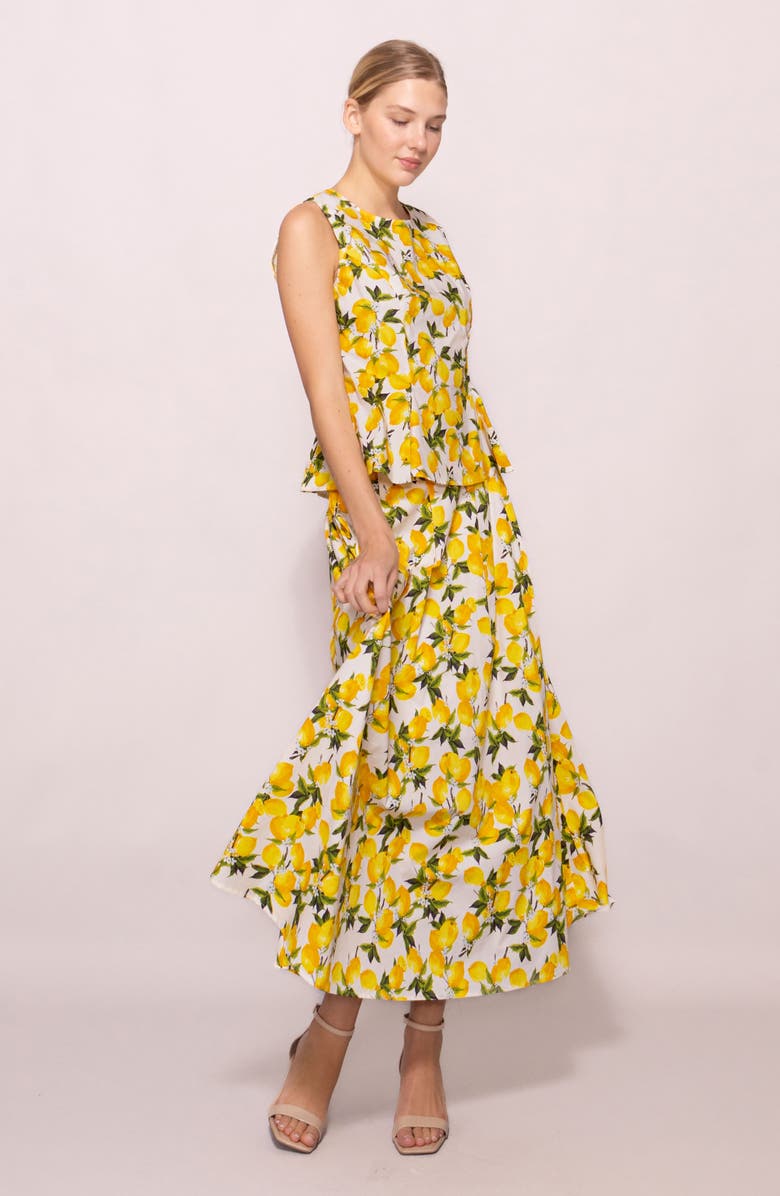 MELLODAY Lemon Sleeveless Poplin Top, Alternate, color, Lemon Print