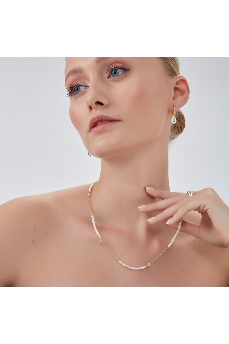 Baroque Irregular Pearl Jewelled Sterling Silver Chain Necklace In Gold, Alternate, color, Gold