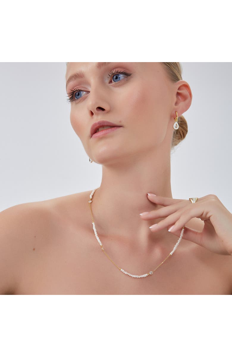 Spero London Baroque Irregular Pearl Jewelled Sterling Silver Chain Necklace In Gold, Alternate, color, Gold