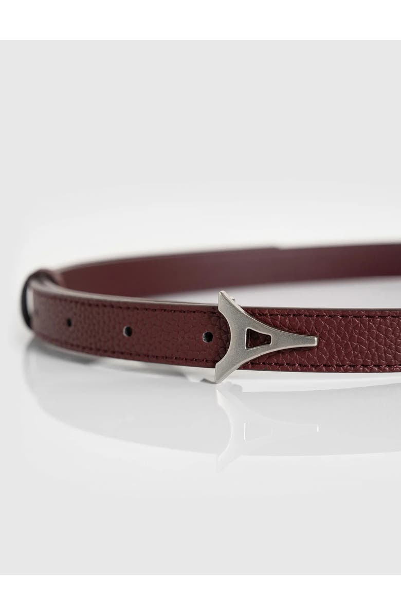 Manière De Voir Leonie Eiffel Slim Leather Belt, Alternate, color, Red