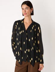 Whistles Oval Spot Frill Blouse