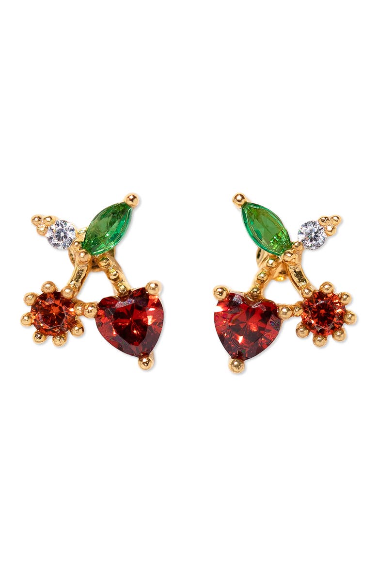 Cherry On Top Stud Earrings, Main, color, GOLD