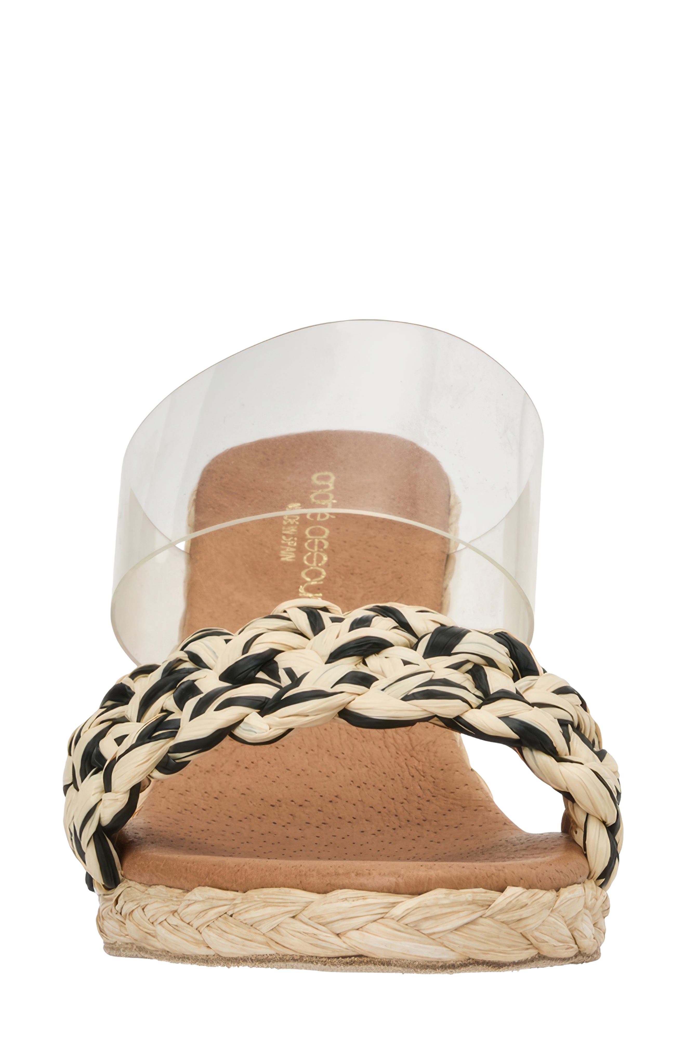 André Assous Anfisa Wedge Sandal, Alternate, color, Clear/Black/Natural
