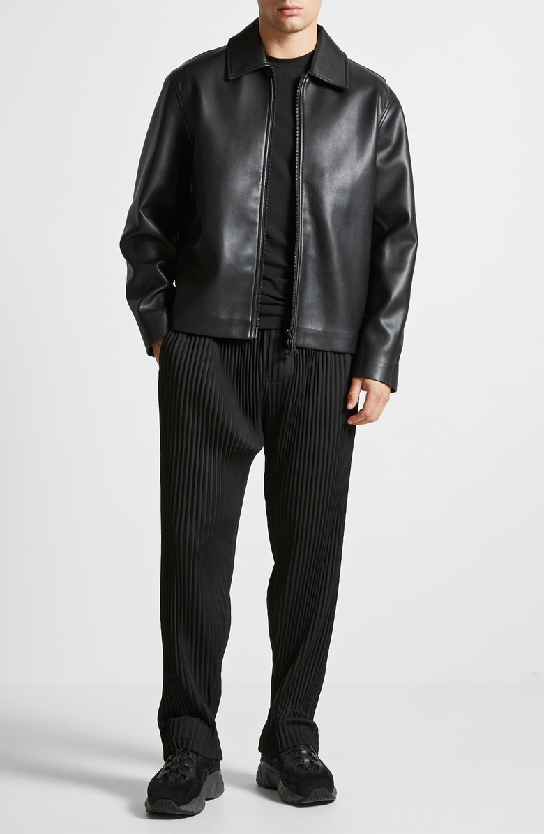 Manière De Voir Bernard Leather Minimal Boxy Jacket, Alternate, color, Black