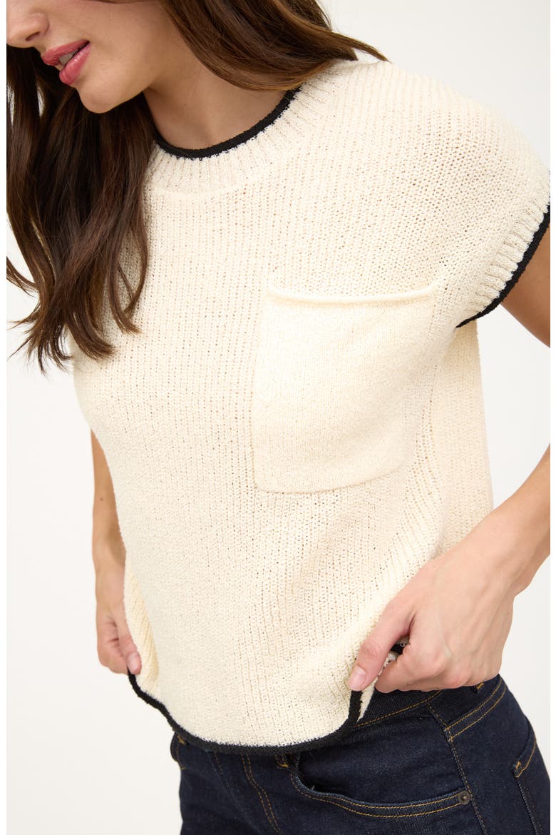 Contrast Edge Cap Sleeve Sweater, Alternate, color, OATMEAL