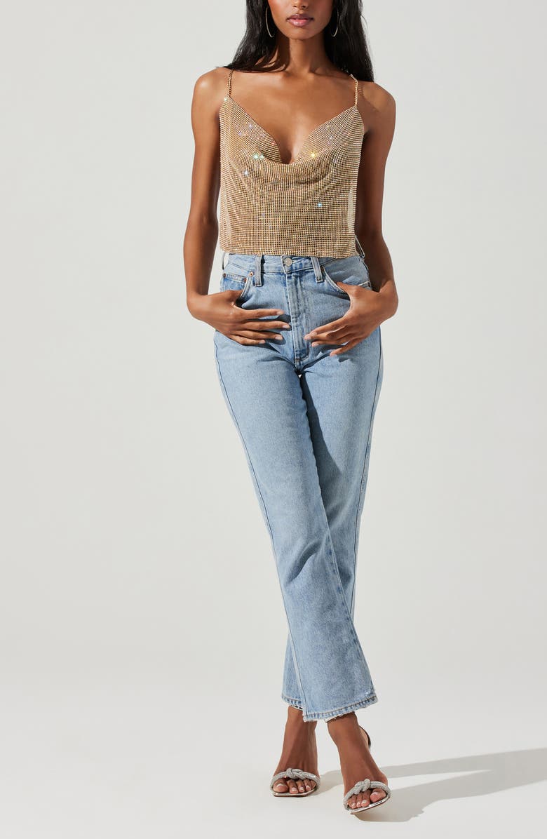 ASTR the Label Mika Rhinestone Metallic Mesh Top, Alternate, color,