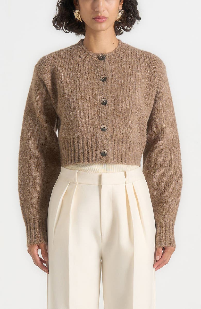 Manière De Voir Caren Brushed Wool Knit Cardigan, Alternate, color, Beige