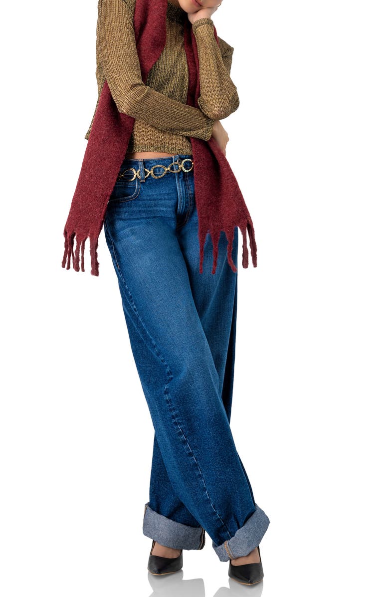 IVONNE Long Sleeve Cropped Blouse with High Neck, Alternate, color, Gold