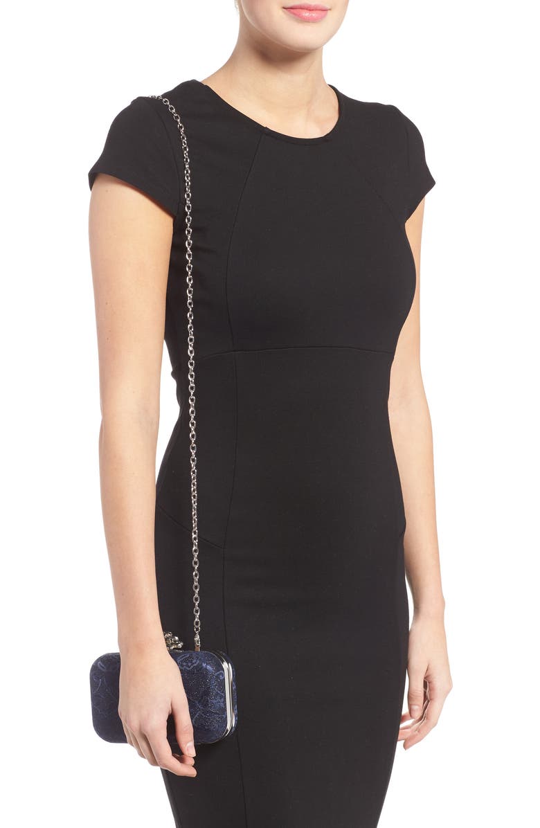 Glint Crystal Flower Clasp Lace Minaudière, Alternate, color,