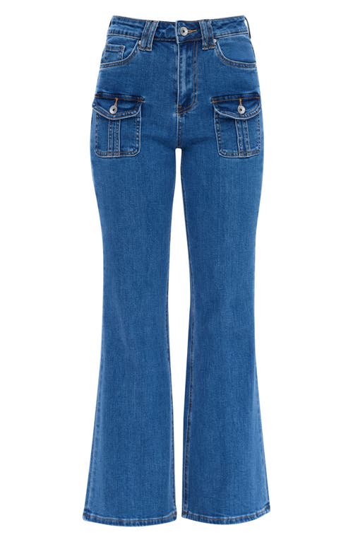 Bayeas Flap Pocket High Waist Relaxed Flare Jeans