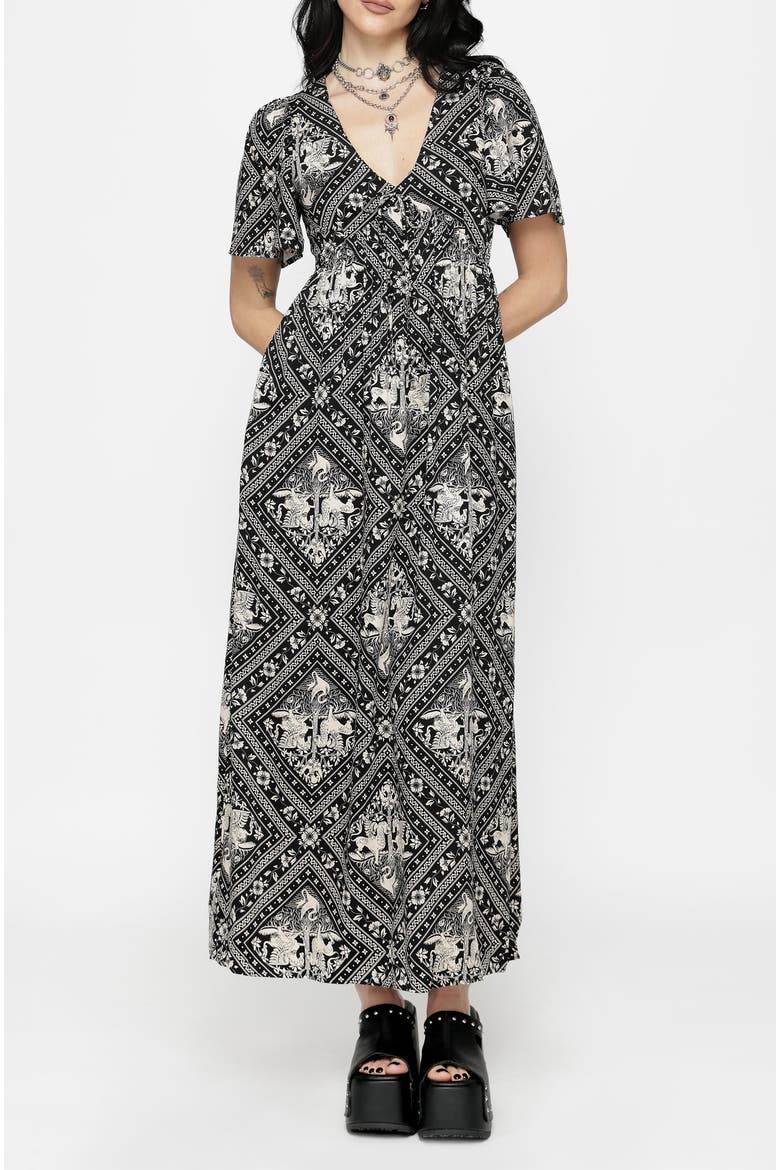 Floaty Sleeve Maxi Dress, Alternate, color, Black