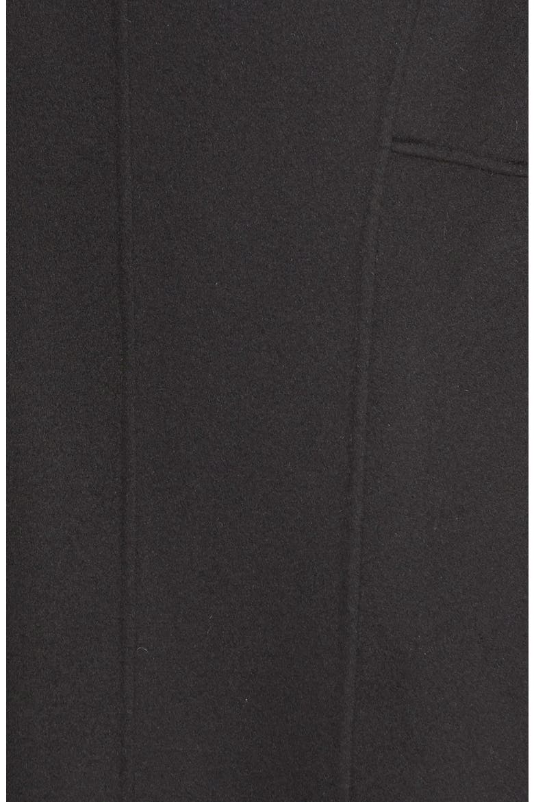 Wool Blend Coat with Leather Sleeves, Alternate, color, BLACK