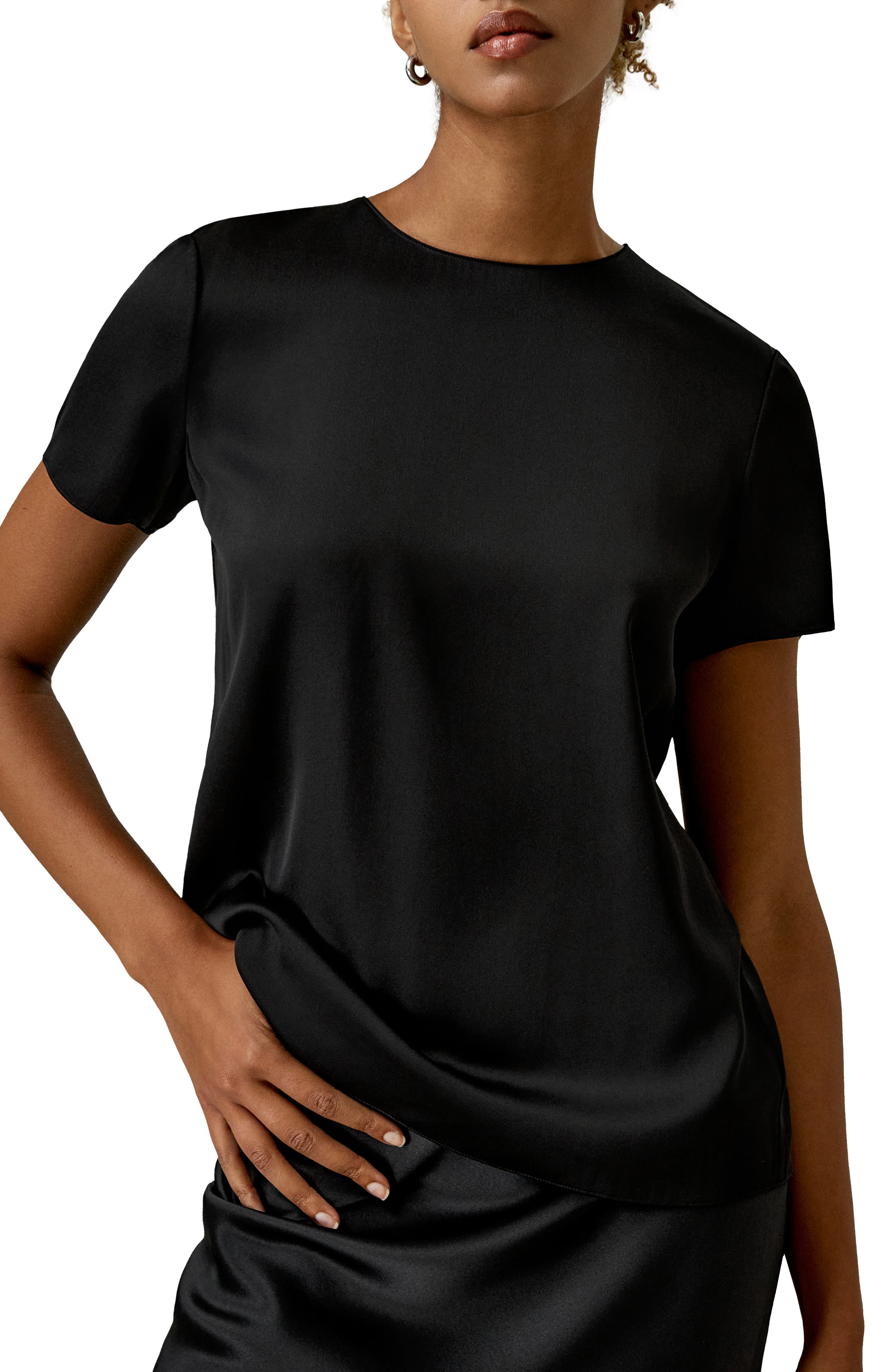 Lilysilk Basic Silk T Shirt in Black 