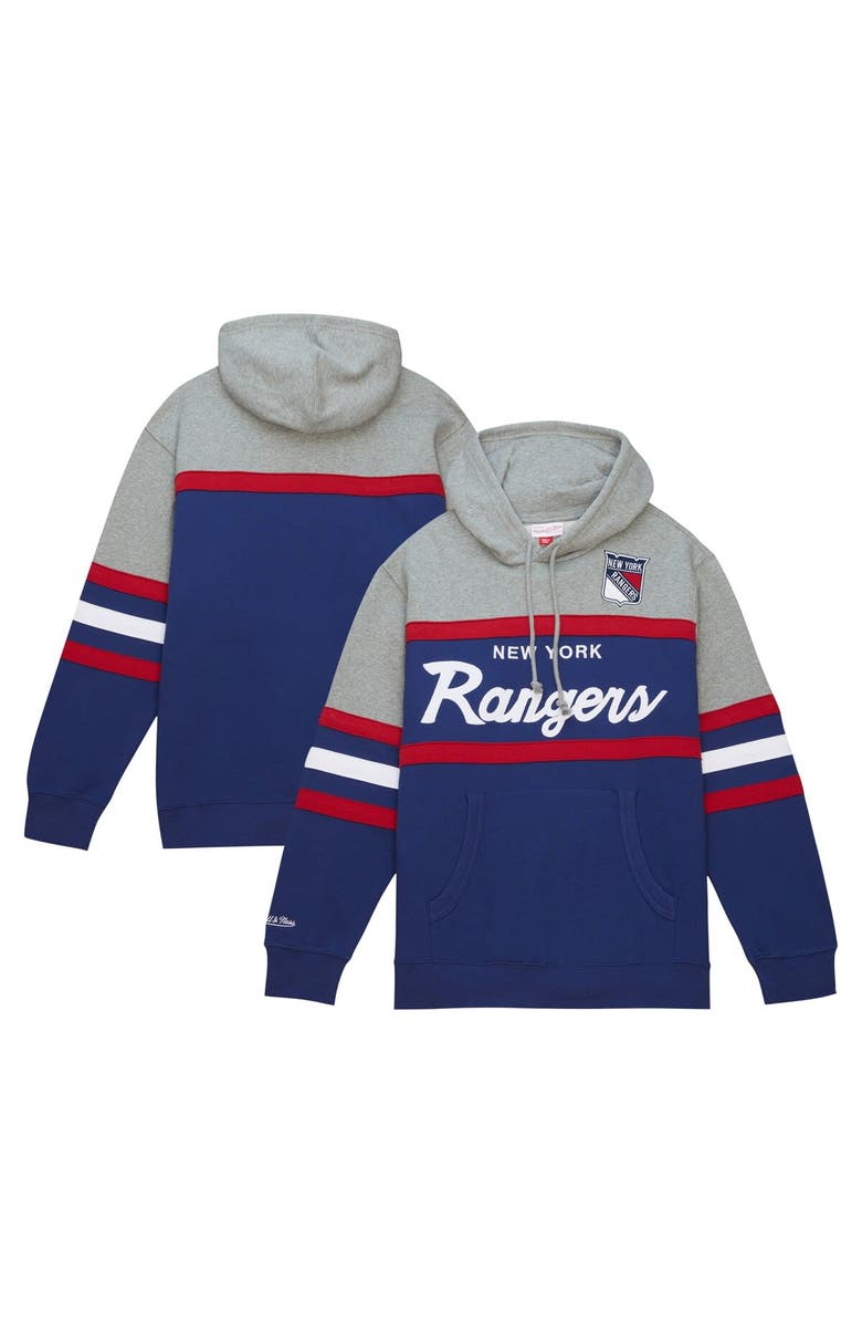 Mitchell & Ness Men's Mitchell & Ness Blue/Gray New York Rangers Head Coach Pullover Hoodie, Main, color, Blue