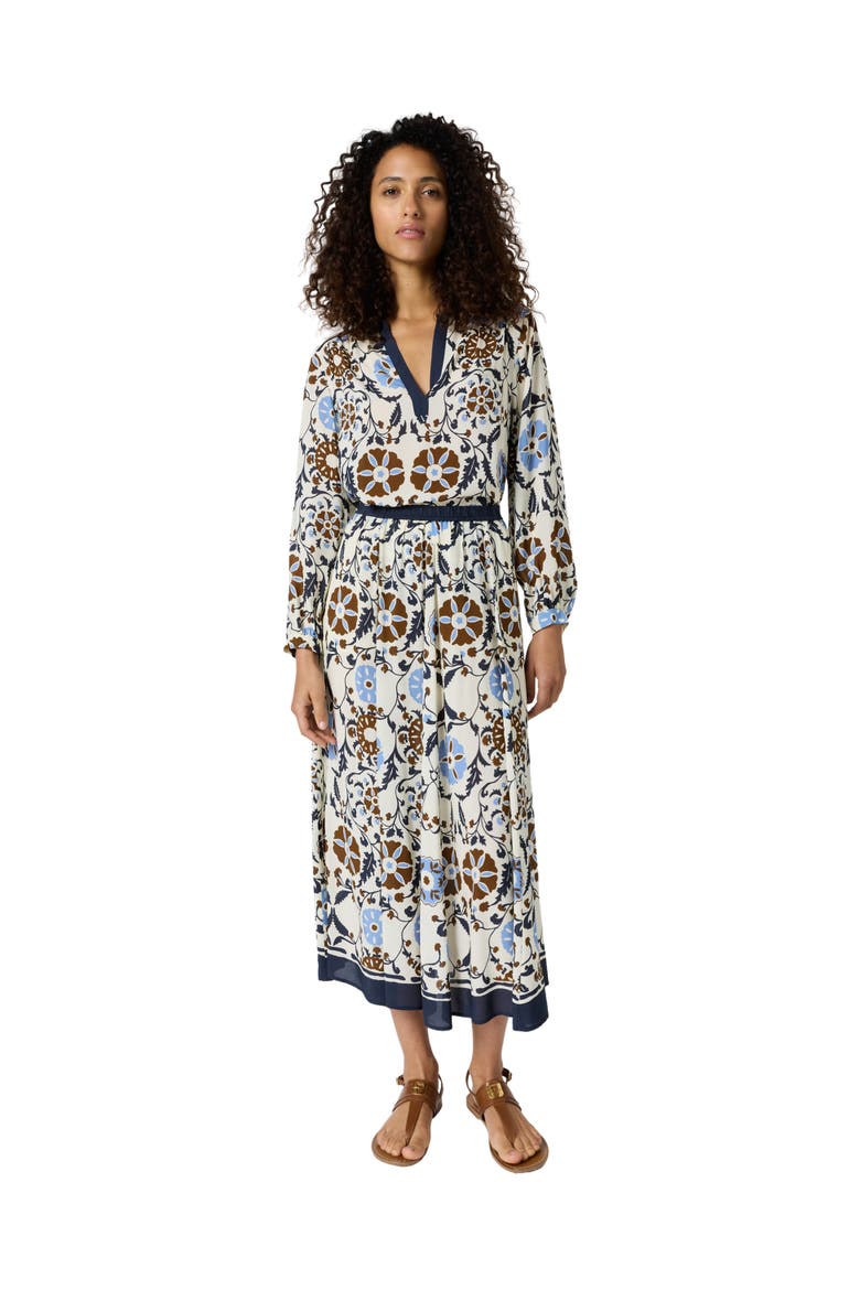 Jonia Floral Print Midi Skirt, Alternate, color, Ecru