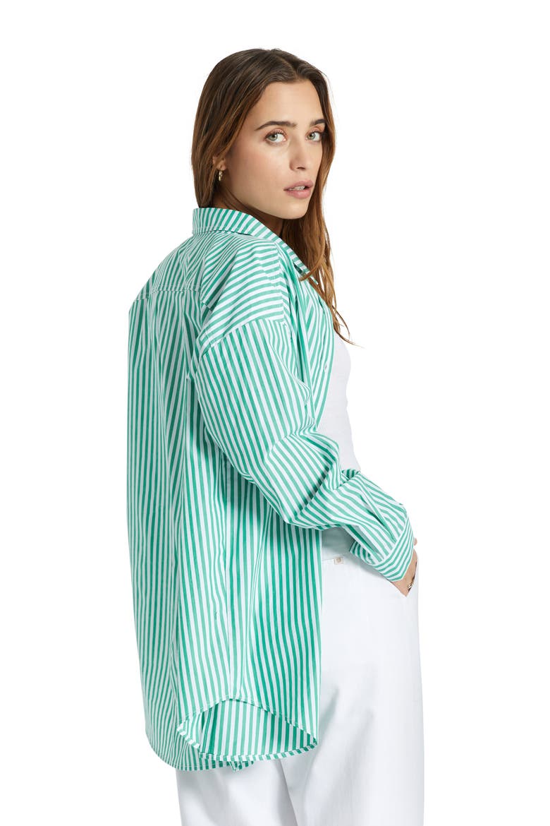 Sidney Stripe Oversize Cotton Shirt, Alternate, color, LEPRECHAUN