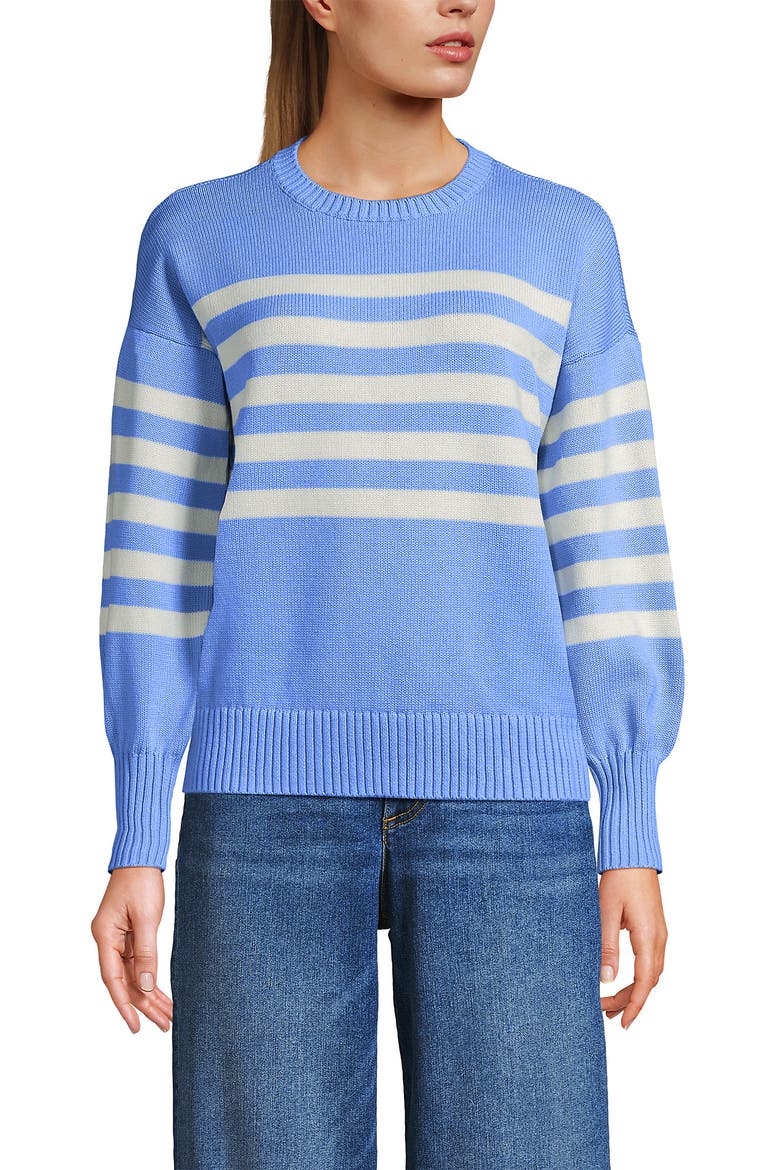 Drifter Jersey Crewneck Sweater, Alternate, color, Clear Blue/Ivory Placed Stripe