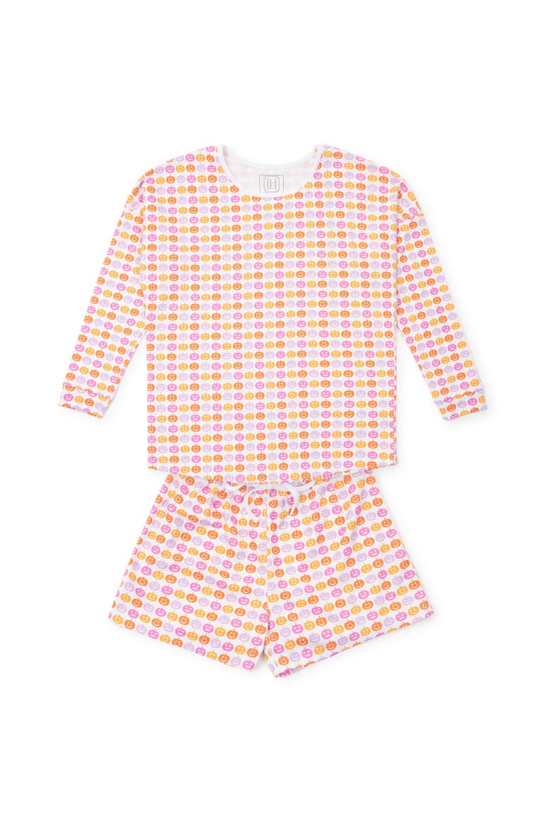 Anna Women's Longsleeve Top Short Set, Main, color, Preppy Pumpkins Bright