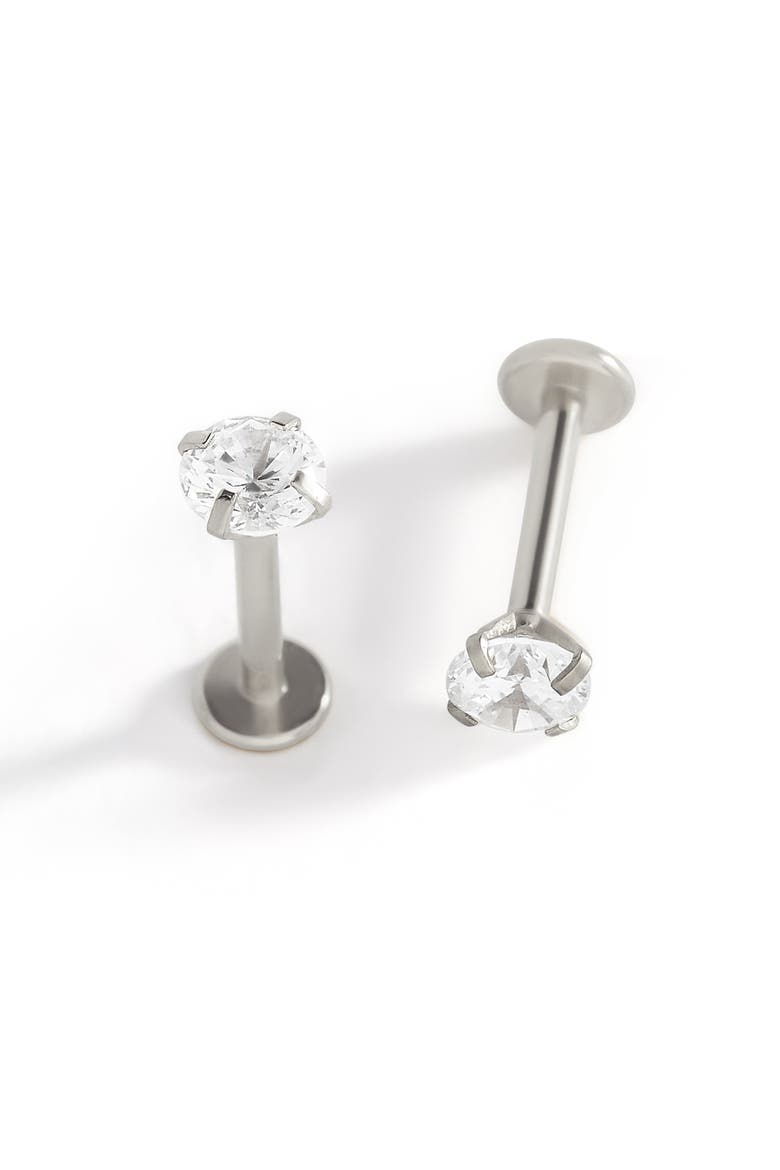 Crystal Sleeper Flatback Studs | 18g, Alternate, color, Silver