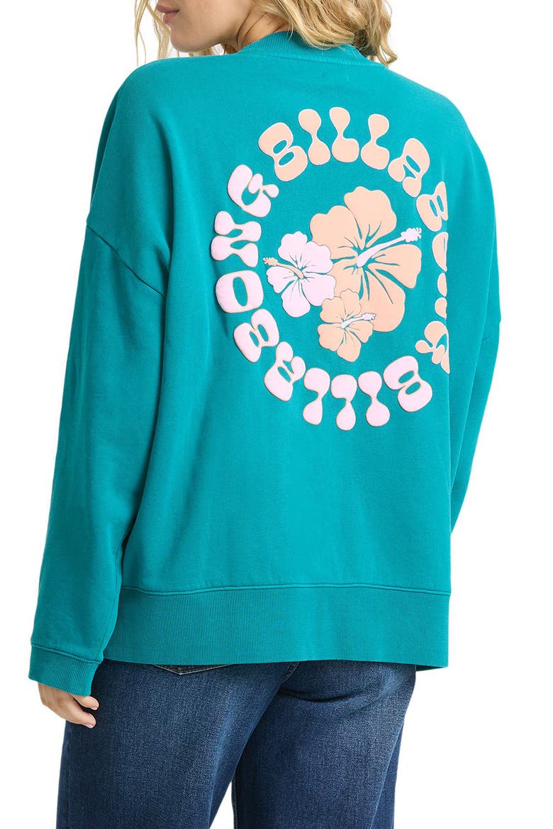Pinky Keen Palm Graphic Sweatshirt, Alternate, color, DEEP LAGOON