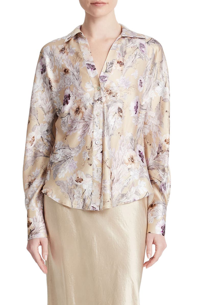 Vince Wildflower Bias Cut Silk Shirt, Main, color,