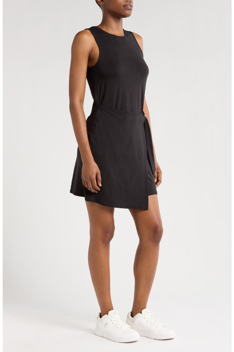 Meet Up Wrap Skirt Minidress, Alternate, color, BLACK