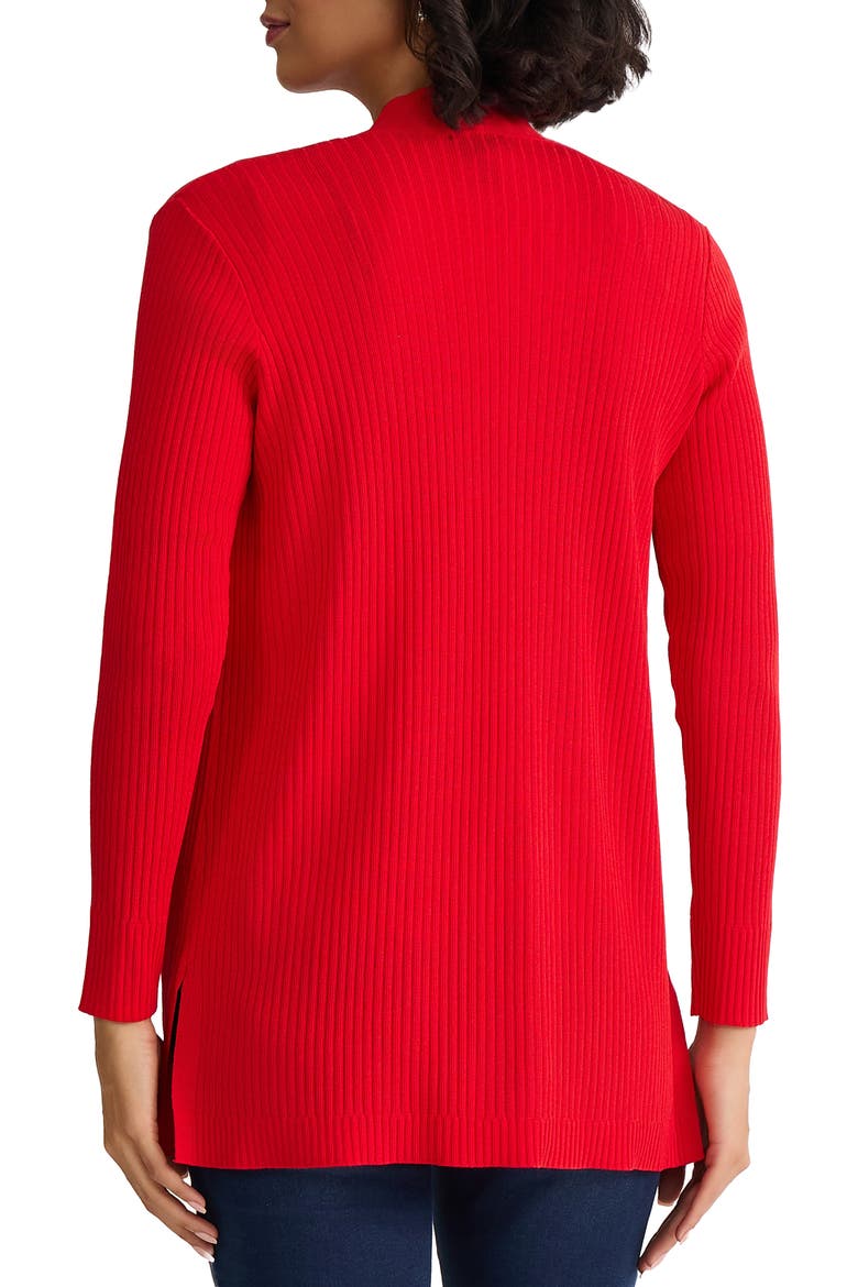 Sutton Open Front Rib Cardigan, Alternate, color, ROUGE