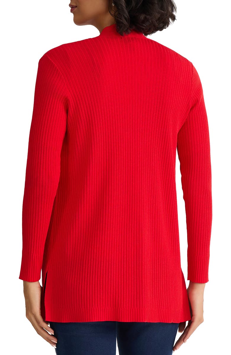 Jones New York Sutton Open Front Rib Cardigan, Alternate, color, Rouge