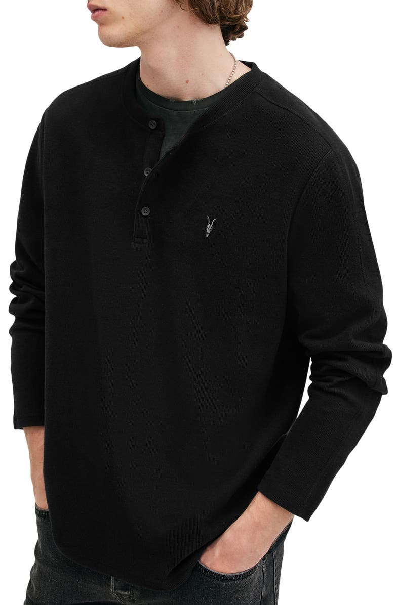 AllSaints Rowe Long Sleeve Cotton Henley, Alternate, color,