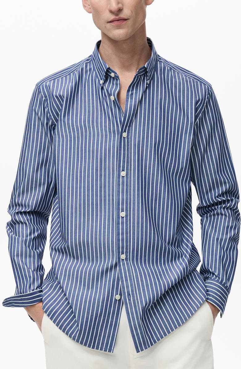 MANGO Stripe Regular Fit Button-Down Shirt, Main, color,