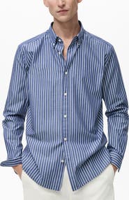 MANGO Stripe Regular Fit Button-Down Shirt
