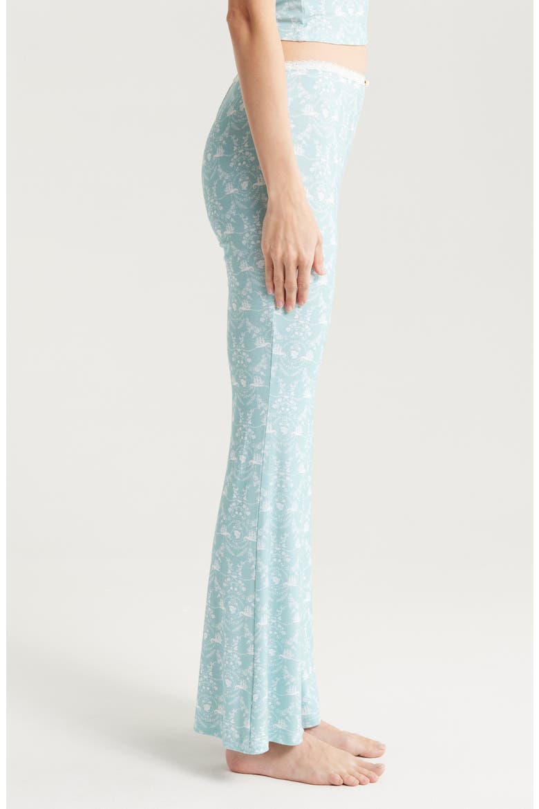 Lace Trim Stretch Modal Flare Pants, Alternate, color, LADY OF THE SEA