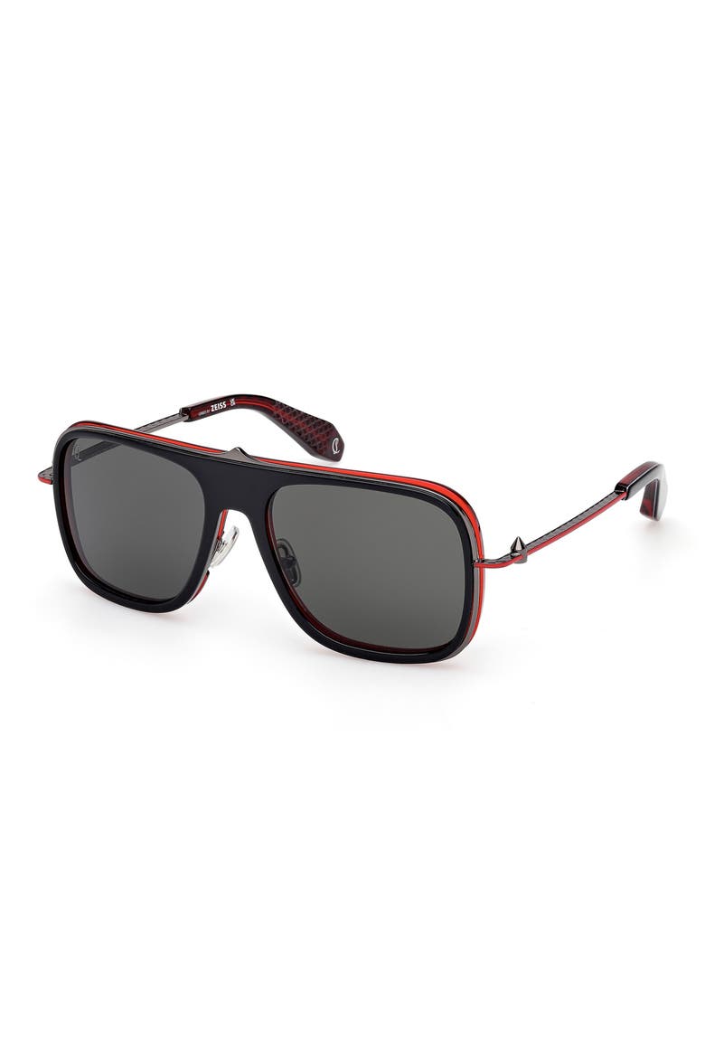 58mm Navigator Sunglasses, Alternate, color, BLACK RED / GUNMETAL RED