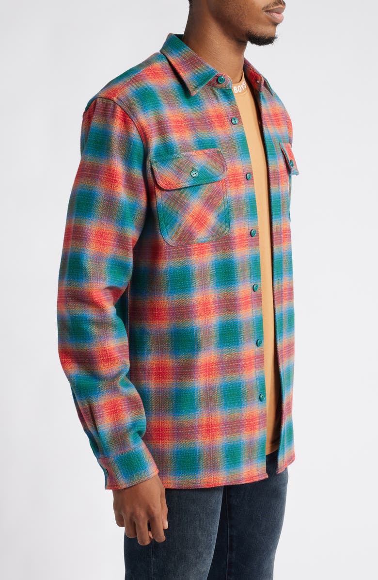Billionaire Boys Club Heart & Mind Ombré Check Flannel Button-Up Shirt, Alternate, color,