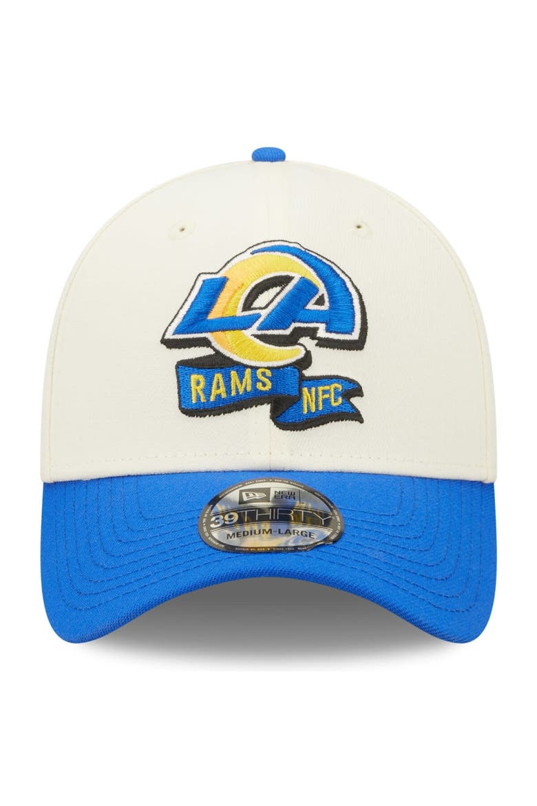 Men's New Era Cream/Royal Los Angeles Rams 2022 Sideline 39THIRTY 2-Tone Flex Hat, Alternate, color, Cream