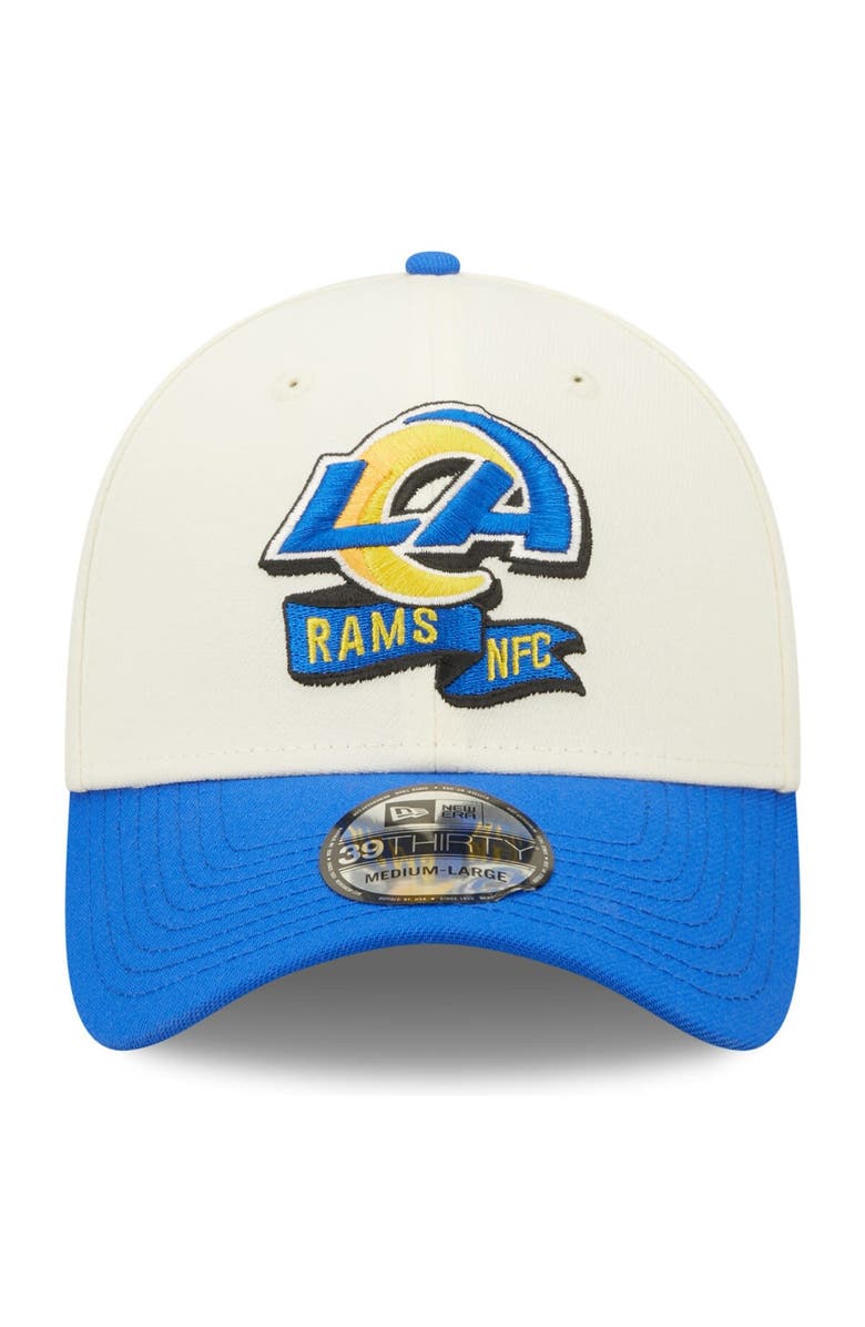 New Era Men's New Era Cream/Royal Los Angeles Rams 2022 Sideline 39THIRTY 2-Tone Flex Hat, Alternate, color, Cream