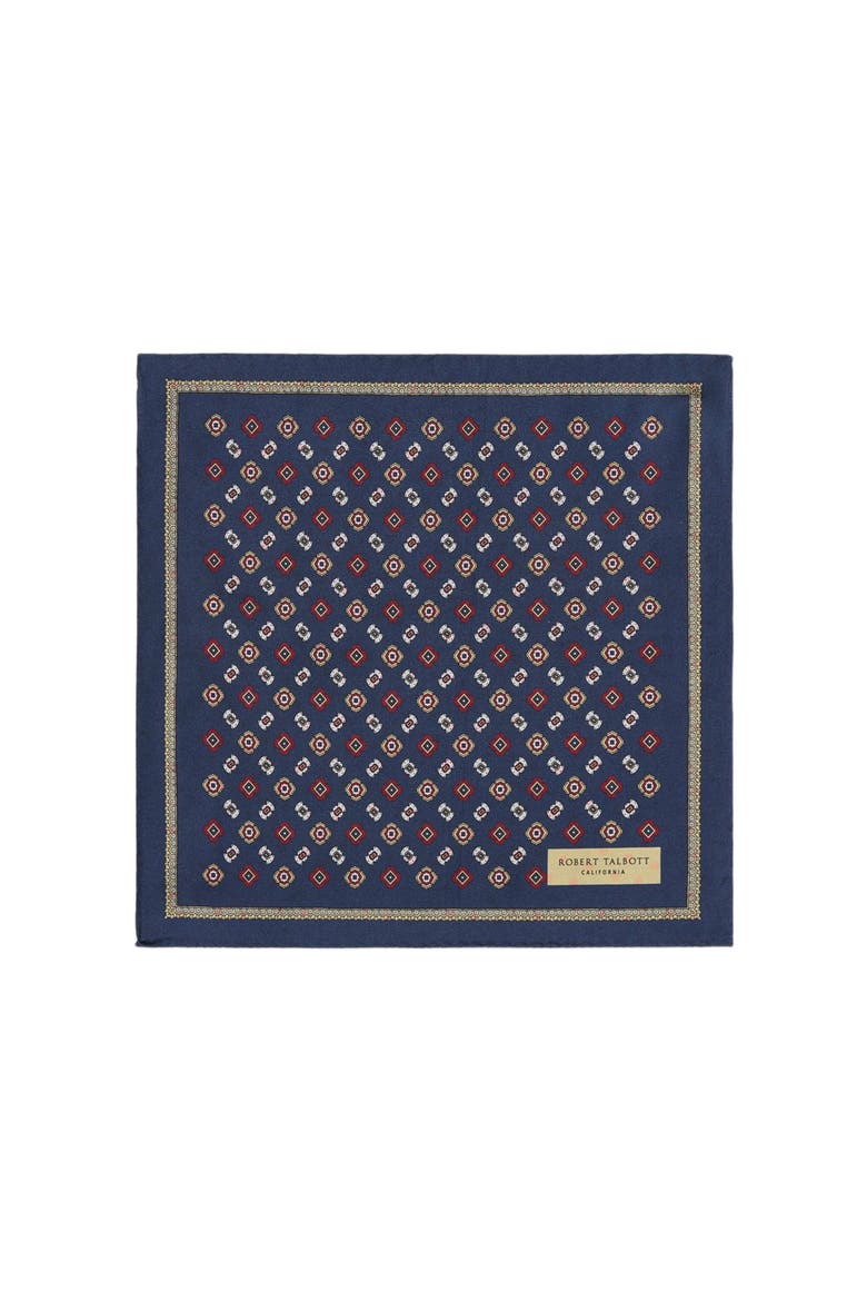 Paisley Collins Double Print Pocket Square, Main, color, Navy Multi