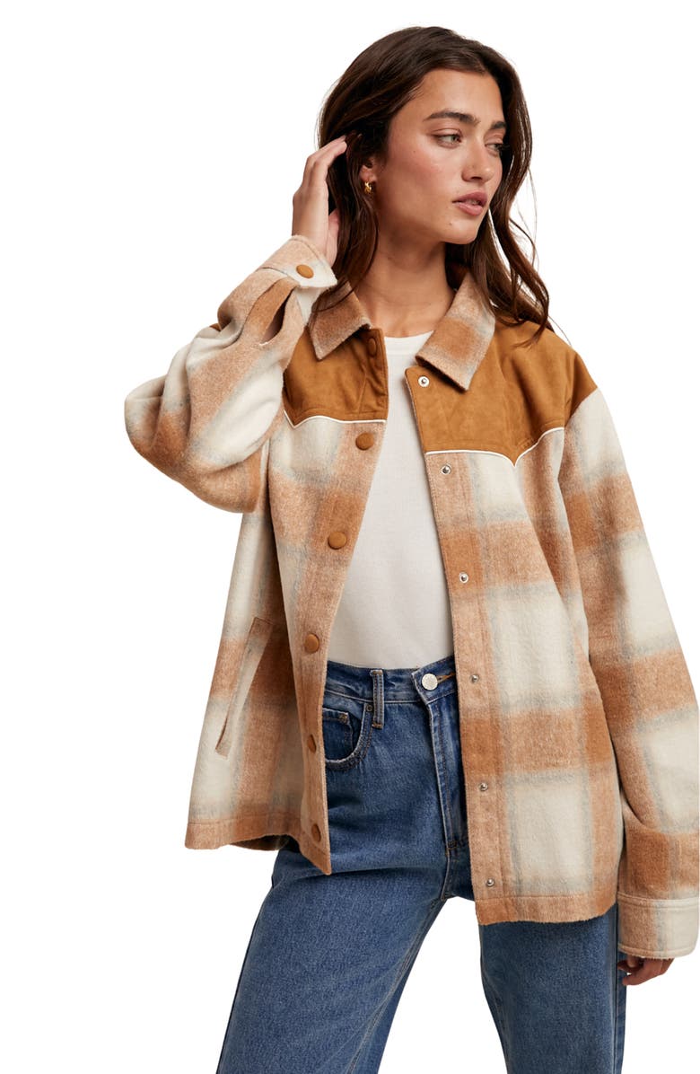 WISHLIST Brushed Plaid Western Jacket, Alternate, color, 