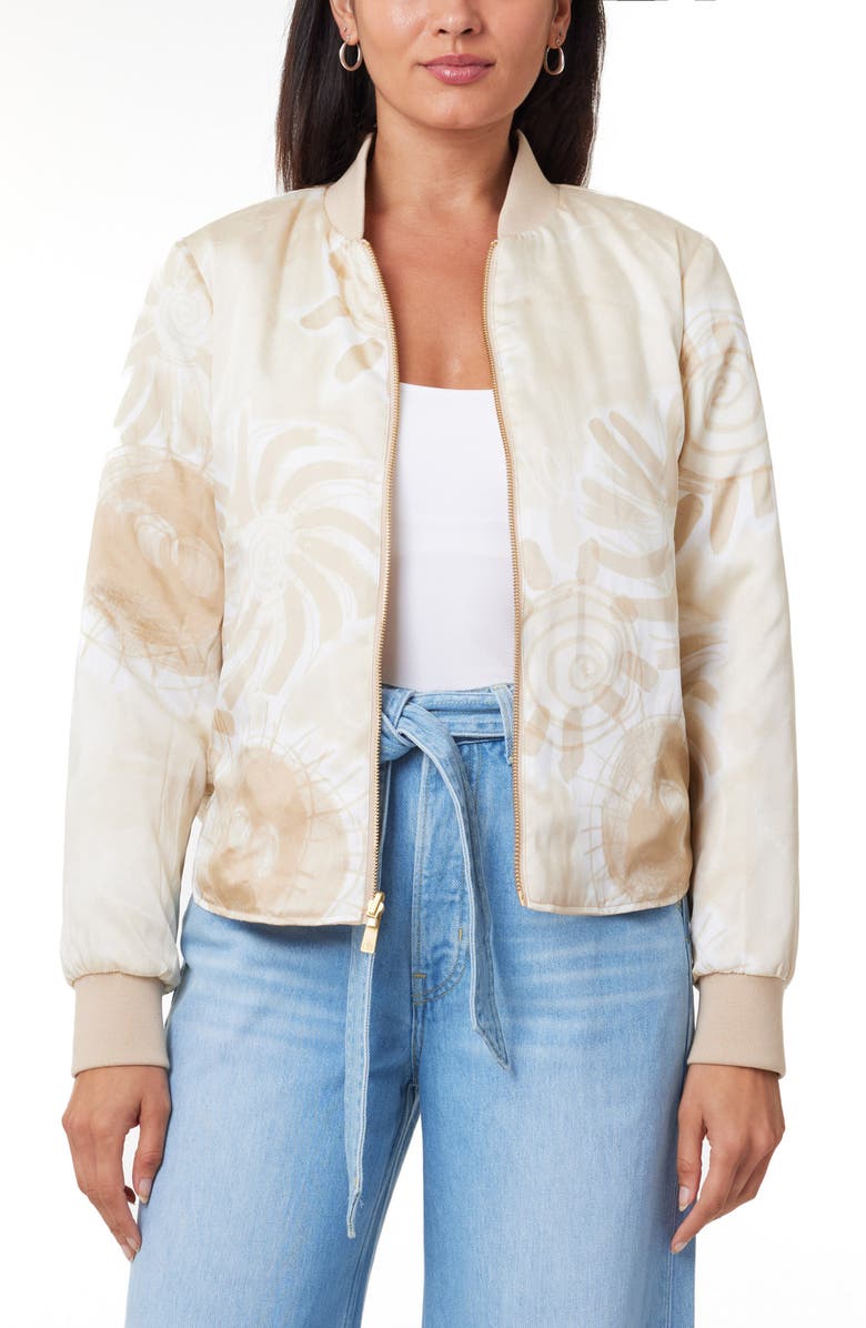 Scotch & Soda Reversible Quilted Bomber Jacket, Alternate, color, Soft Camel/ Abstract Sun Sand