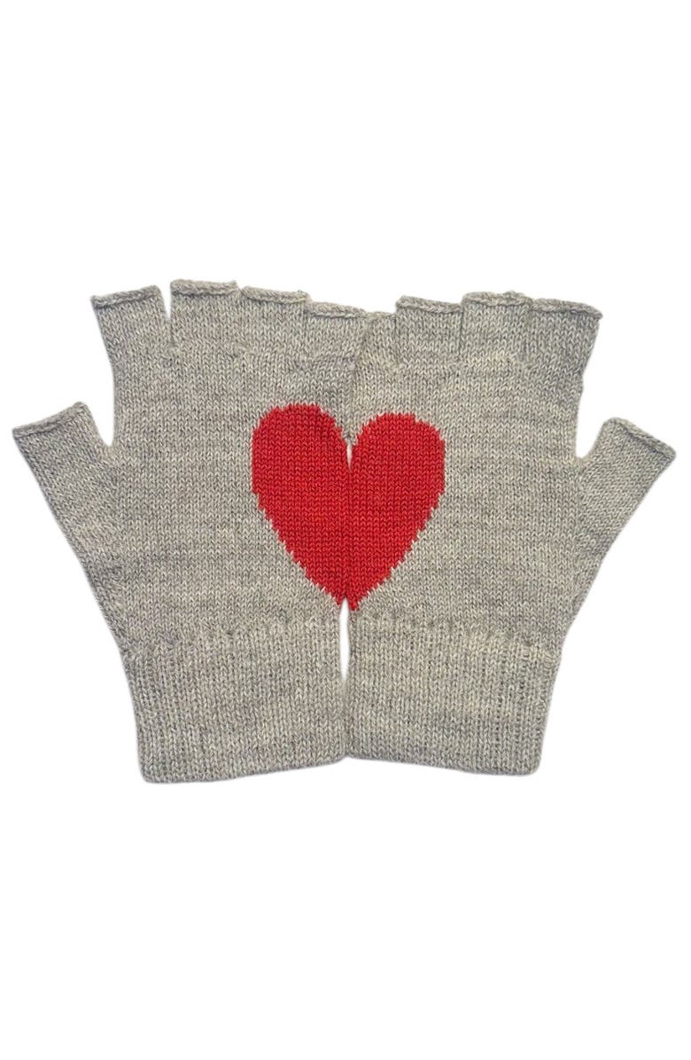 YAPA Heart Fingerless Alpaca Gloves, Main, color, Grey
