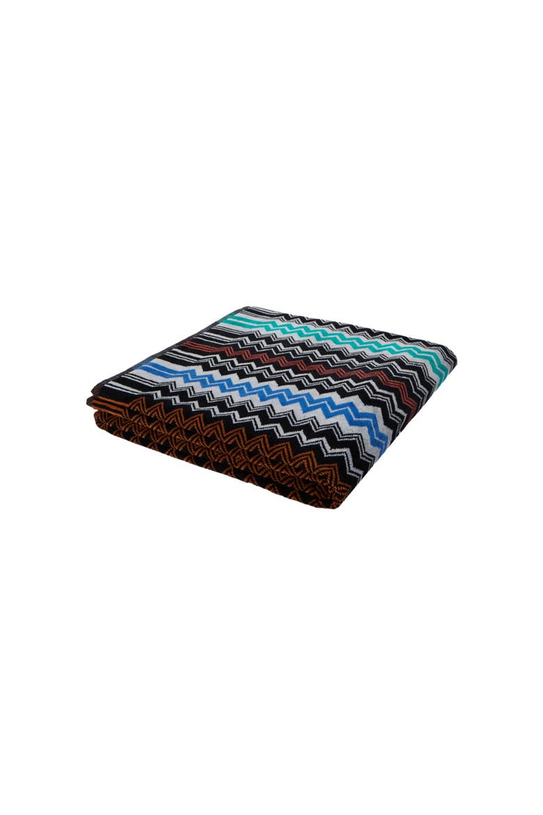 Neoclassic 150x100 Cm Beach Towel In Zigzag Cotton Terry, Main, color, Black