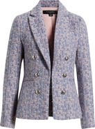 Tahari ASL Metallic Faux Double Breasted Tweed Jacket