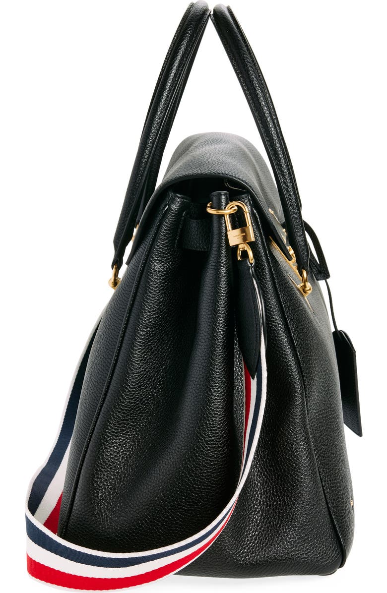 Thom Browne Mr. Thom Soft Pebble Grain Leather Luggage Bag, Alternate, color, Black