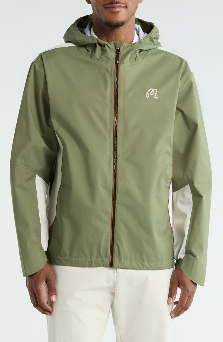 Malbon Golf Cloud Burst Foraging Rain Jacket, Alternate, color, Olivine