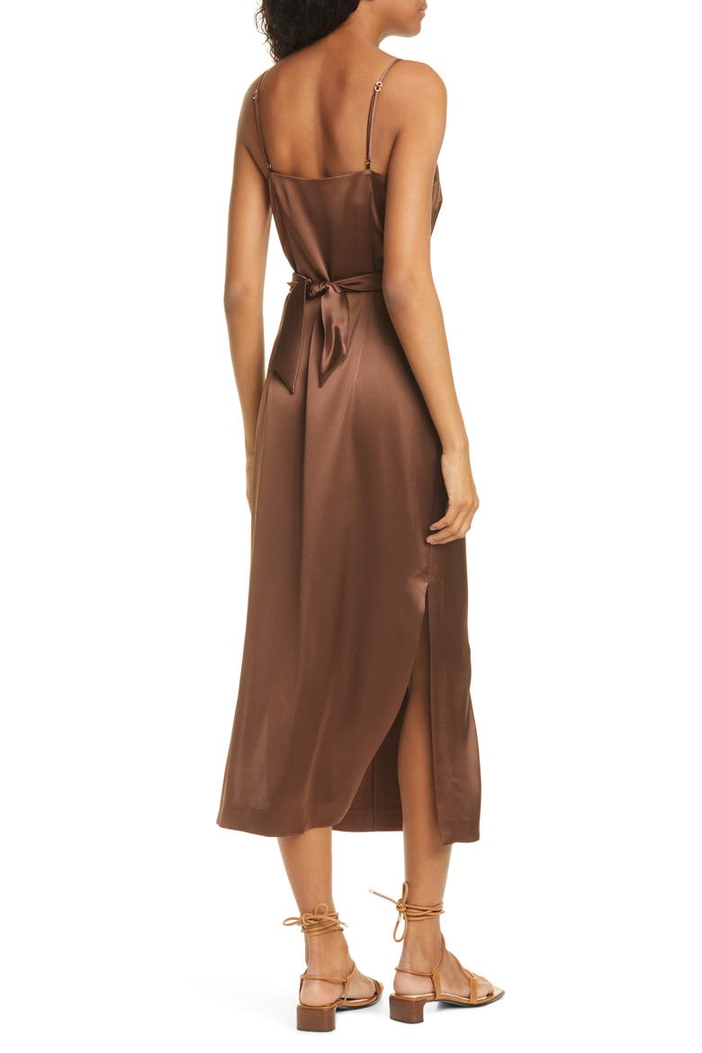 Sayan Satin Slipdress, Alternate, color, BROWN