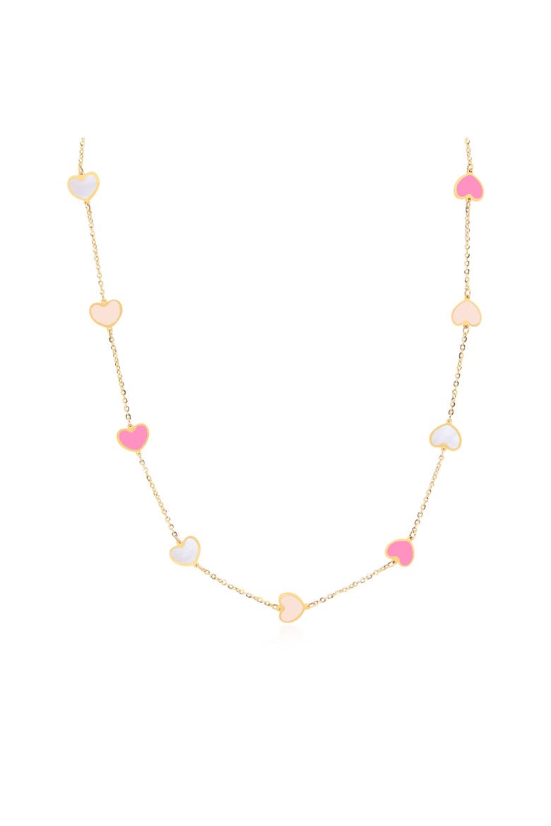 Pink Mixed Heart Station Necklace, Main, color, Pink Mixed