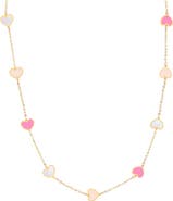 The Lovery Fine Jewelry Pink Mixed Heart Station Necklace